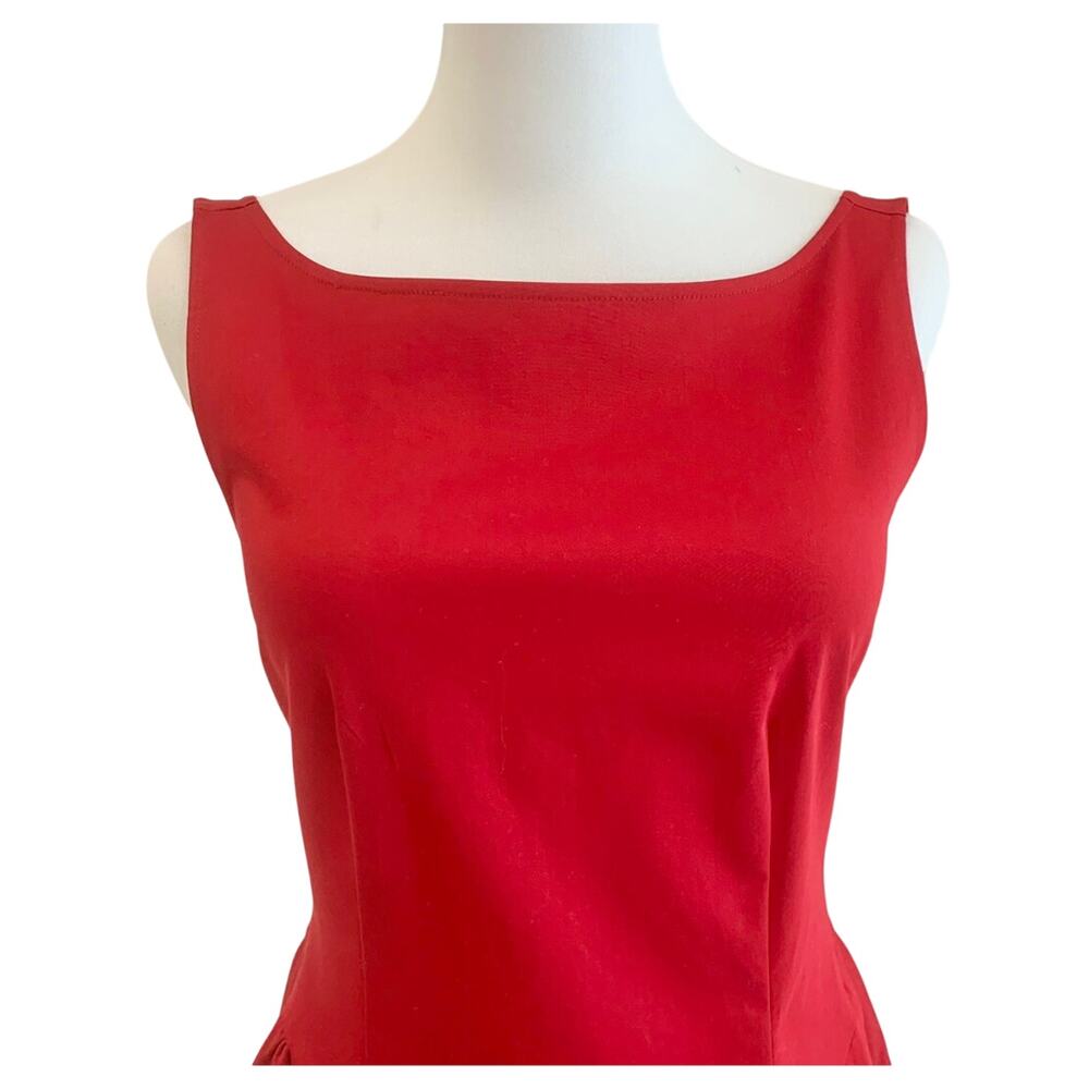 Helsa Red Stretch Cotton Sateen Midi Dress - Picture 10 of 12